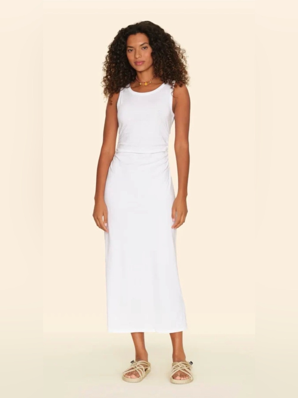 Xirena Pia Sleeveless off white Tank Midi Dress